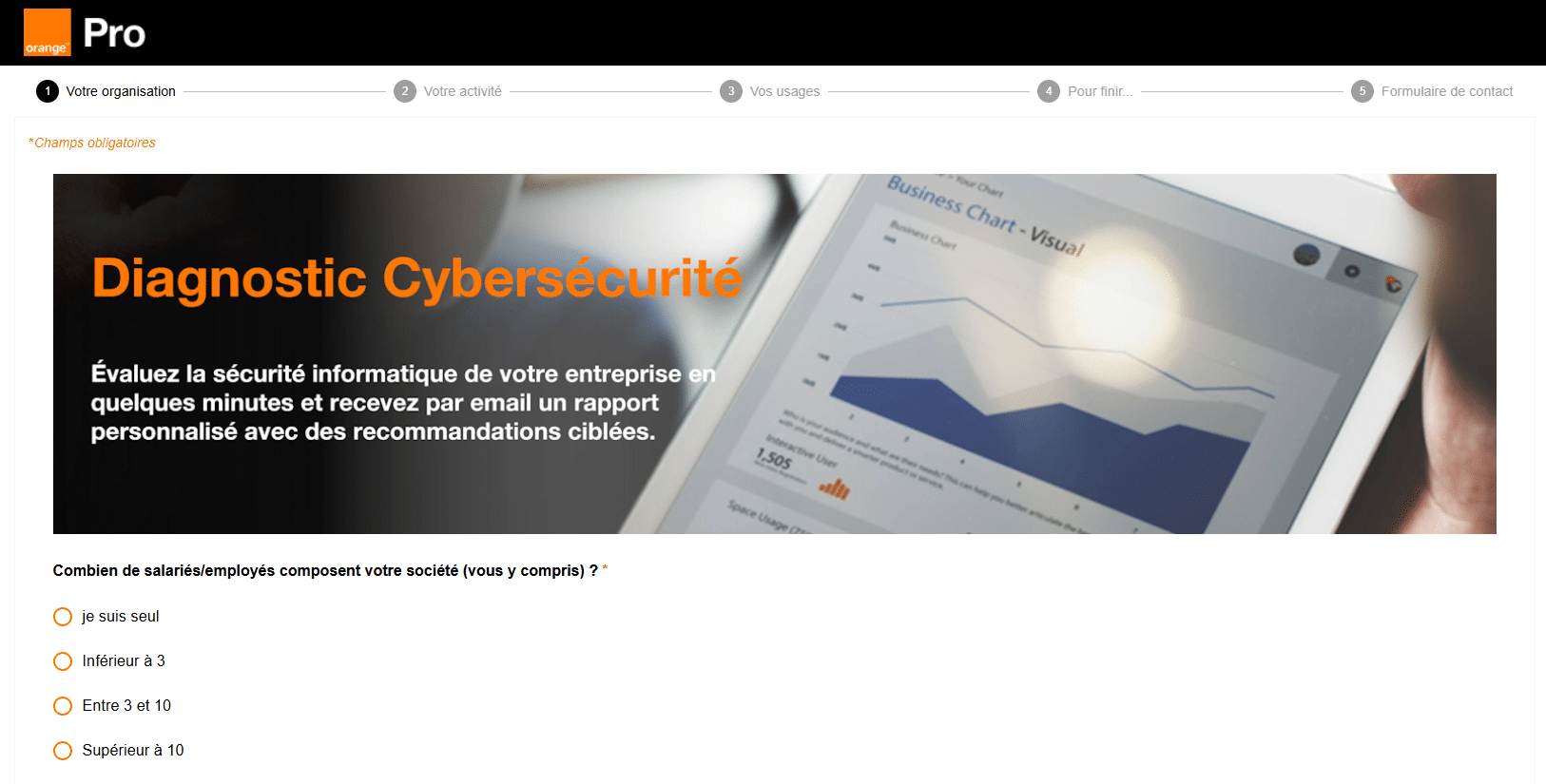 Auto-diagnostic cybersécurité PME Orange Pro